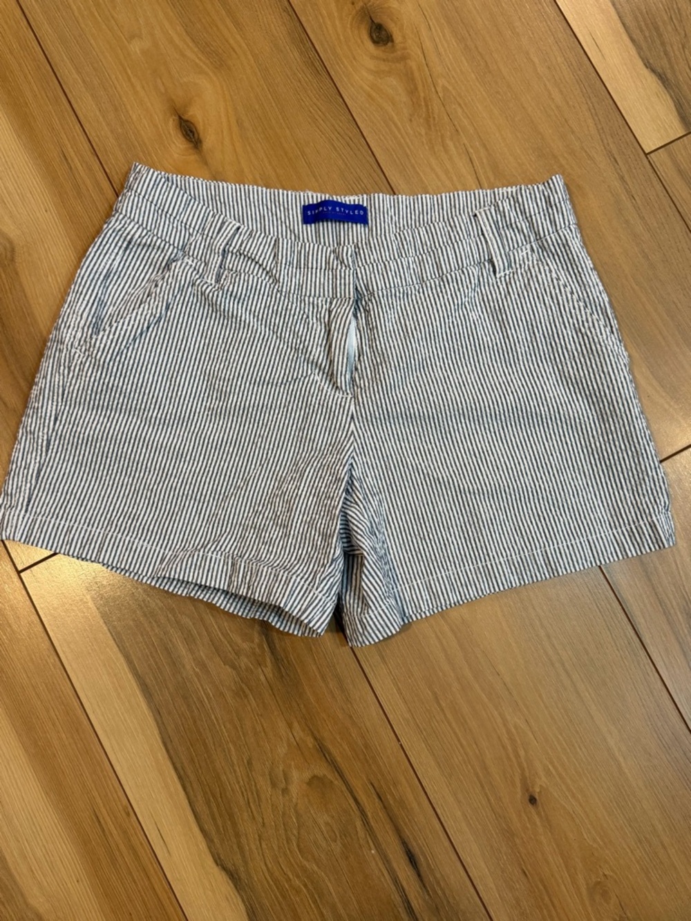 Simply Styled Blue & White Pinstripe Women's Shorts